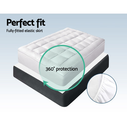 Giselle Queen Mattress Topper Bamboo Fibre Pillowtop Protector-Home &amp; Garden &gt; Bedding-PEROZ Accessories