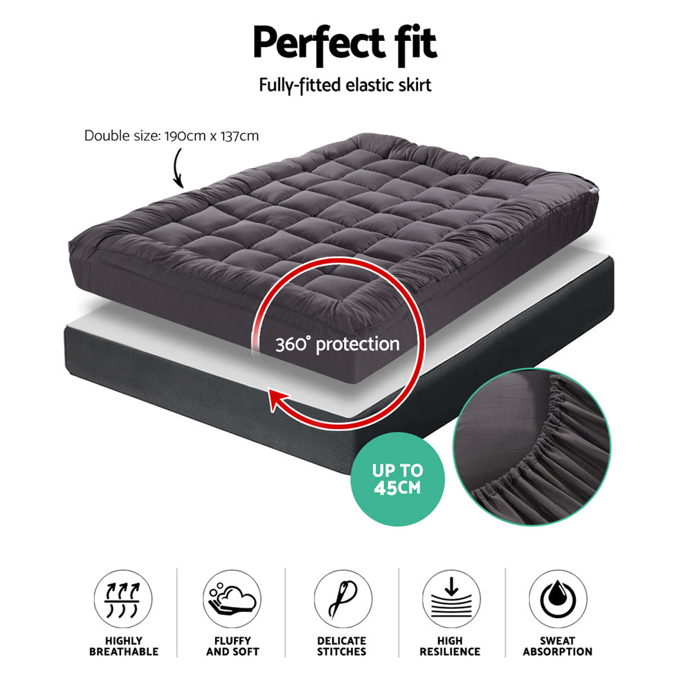 Giselle Bedding Mattress Topper Pillowtop Bamboo Charcoal Double-Home &amp; Garden &gt; Bedding-PEROZ Accessories