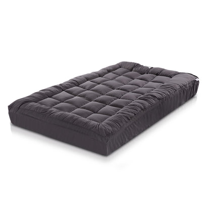 Giselle Single Mattress Topper Pillowtop 1000GSM Charcoal Microfibre Bamboo Fibre Filling Protector-Home &amp; Garden &gt; Bedding-PEROZ Accessories