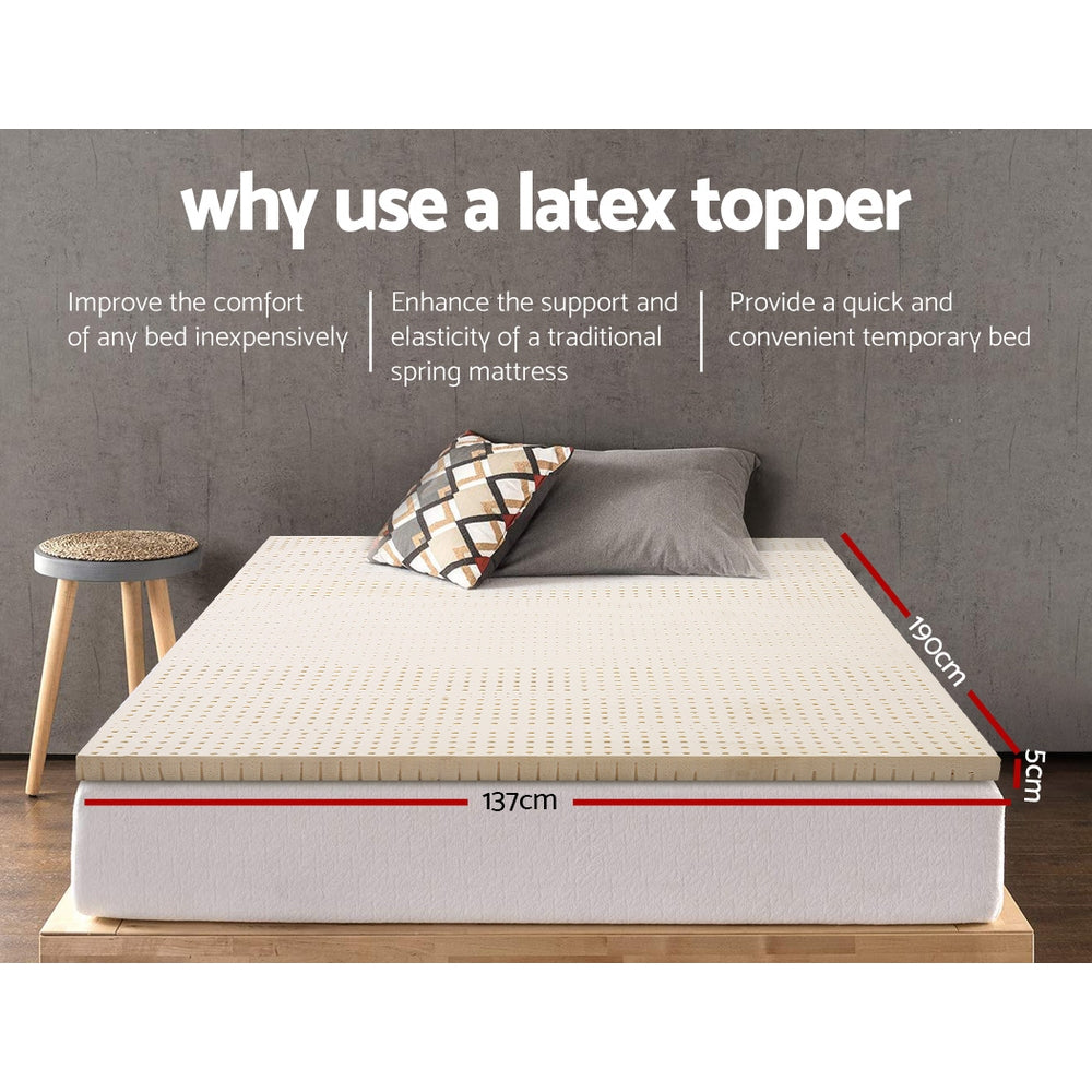 Giselle Bedding Pure Natural Latex Mattress Topper 7 Zone 5cm Double-Home &amp; Garden &gt; Bedding-PEROZ Accessories