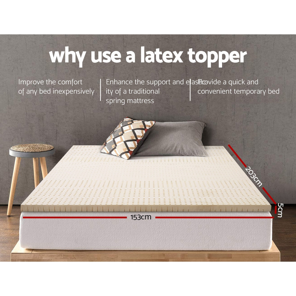 Giselle Bedding Pure Natural Latex Mattress Topper 7 Zone 5cm Queen-Home &amp; Garden &gt; Bedding-PEROZ Accessories