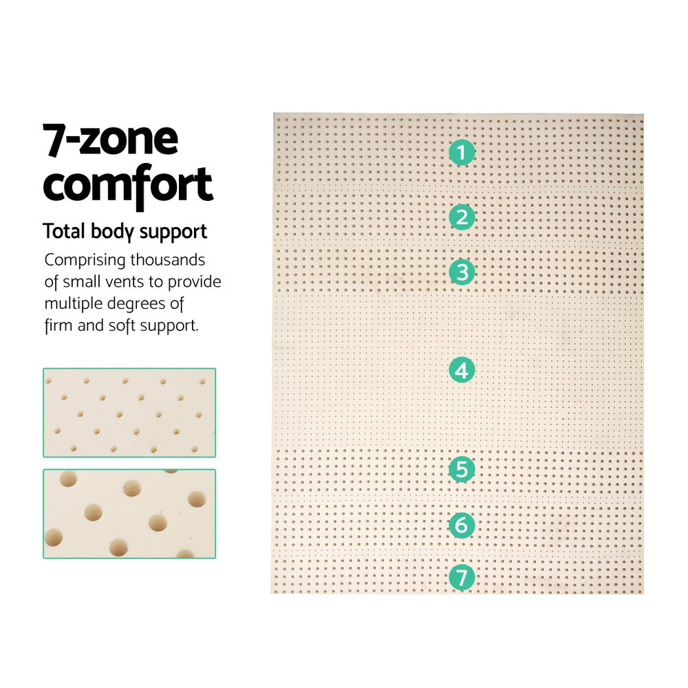 Giselle Bedding Pure Natural Latex Mattress Topper 7 Zone 5cm Queen-Home &amp; Garden &gt; Bedding-PEROZ Accessories