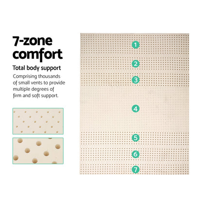 Giselle Bedding Pure Natural Latex Mattress Topper 7 Zone 5cm Queen-Home &amp; Garden &gt; Bedding-PEROZ Accessories