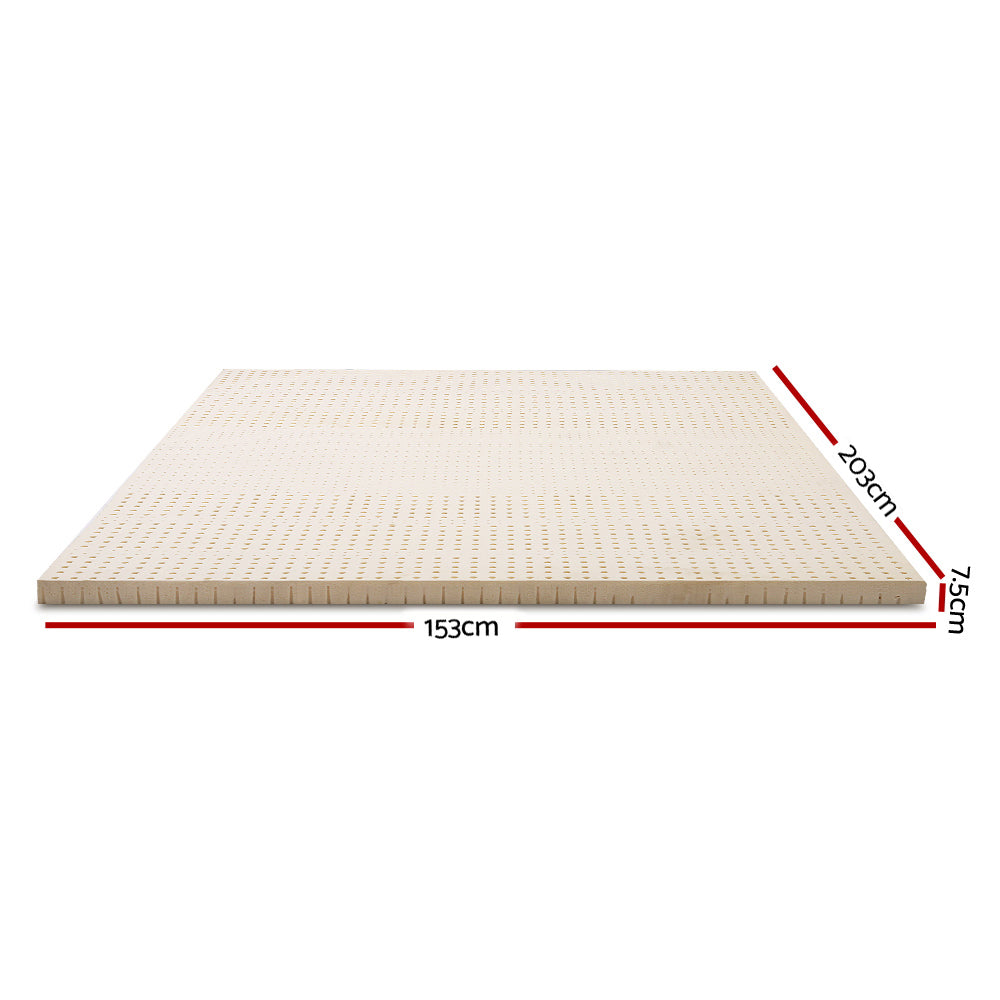 Giselle Bedding 7 Zone Latex Mattress Topper Underlay 7.5cm Queen Mat Pad Cover-Home &amp; Garden &gt; Bedding-PEROZ Accessories