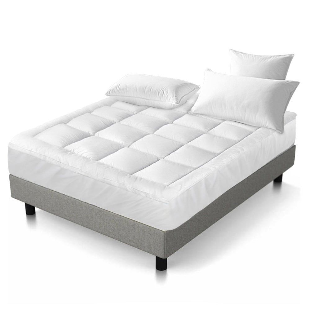 Giselle Queen Mattress Topper Pillowtop 1000GSM Microfibre Filling Protector-Home &amp; Garden &gt; Bedding-PEROZ Accessories