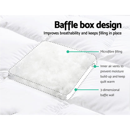 Giselle Queen Mattress Topper Pillowtop 1000GSM Microfibre Filling Protector-Home &amp; Garden &gt; Bedding-PEROZ Accessories
