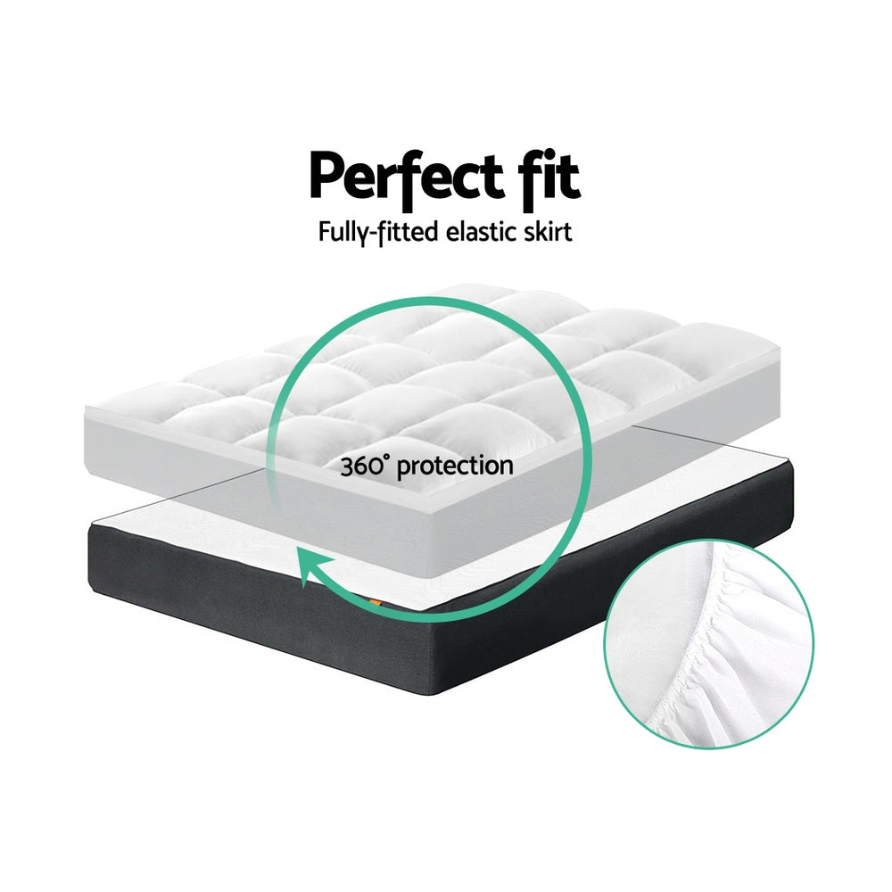Giselle Queen Mattress Topper Pillowtop 1000GSM Microfibre Filling Protector-Home &amp; Garden &gt; Bedding-PEROZ Accessories