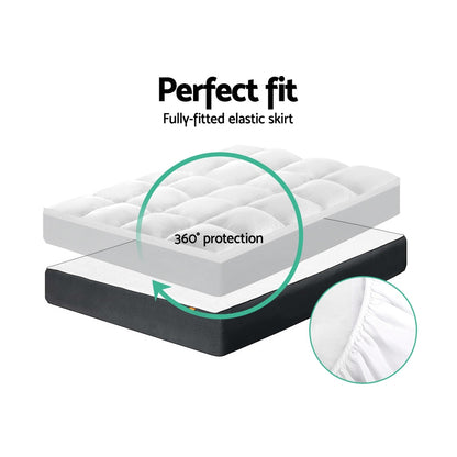 Giselle Queen Mattress Topper Pillowtop 1000GSM Microfibre Filling Protector-Home &amp; Garden &gt; Bedding-PEROZ Accessories
