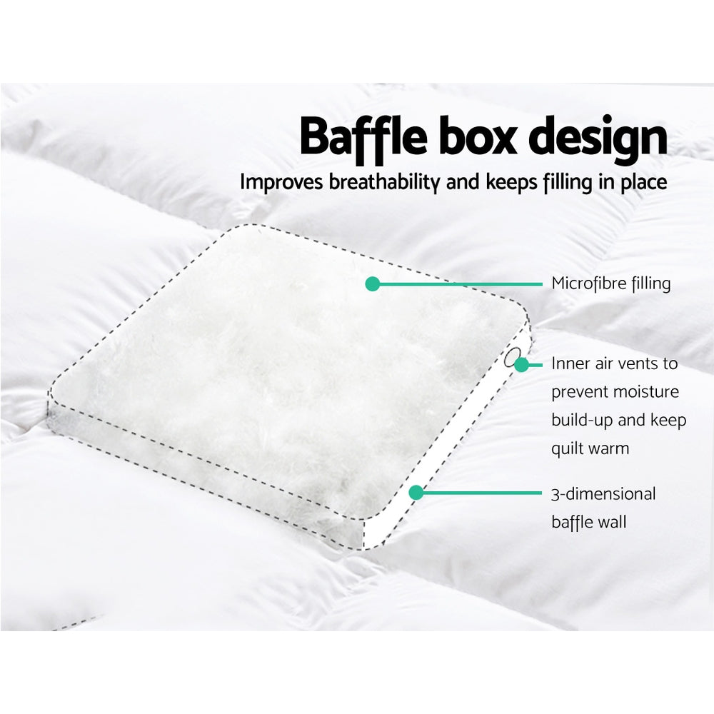 Giselle Single Mattress Topper Pillowtop 1000GSM Microfibre Filling Protector-Home &amp; Garden &gt; Bedding-PEROZ Accessories