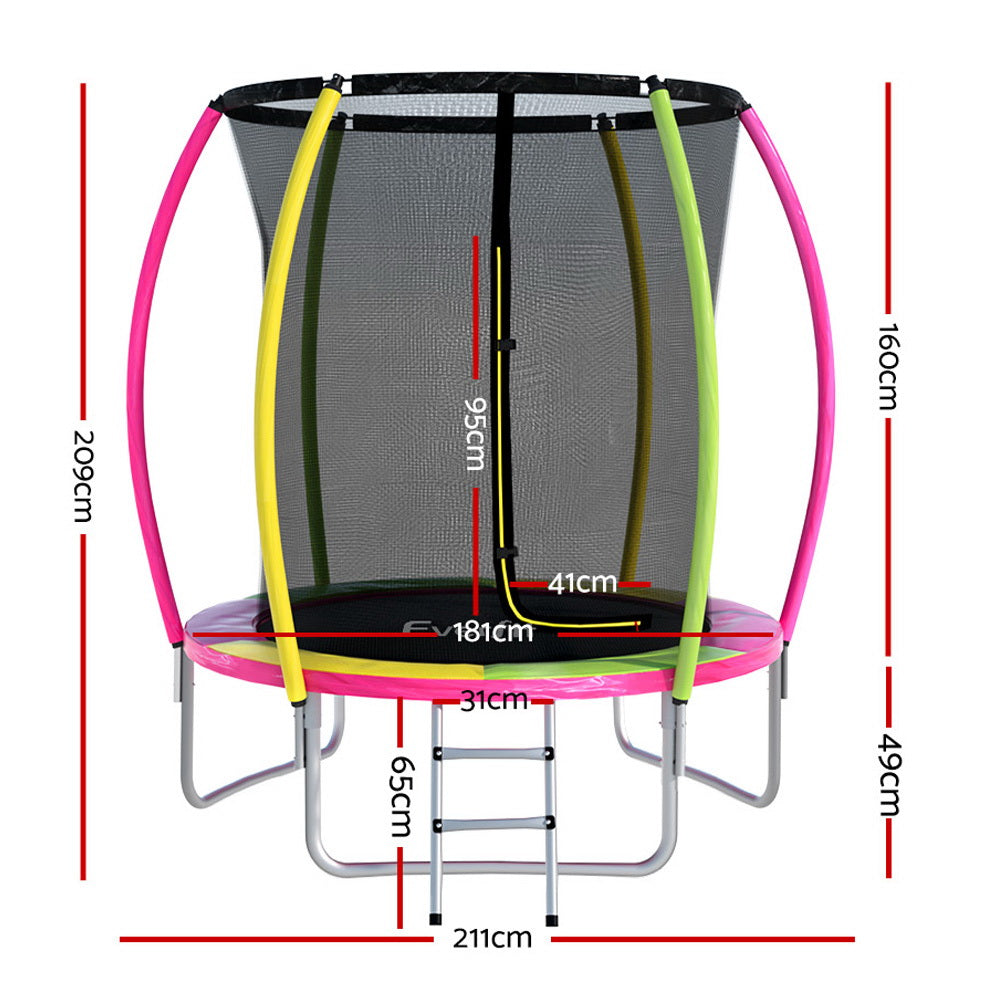 Everfit Trampoline 6FT Kids Trampolines Cover Safety Net Pad Gift Multi-colored-Sports &amp; Fitness &gt; Trampolines-PEROZ Accessories