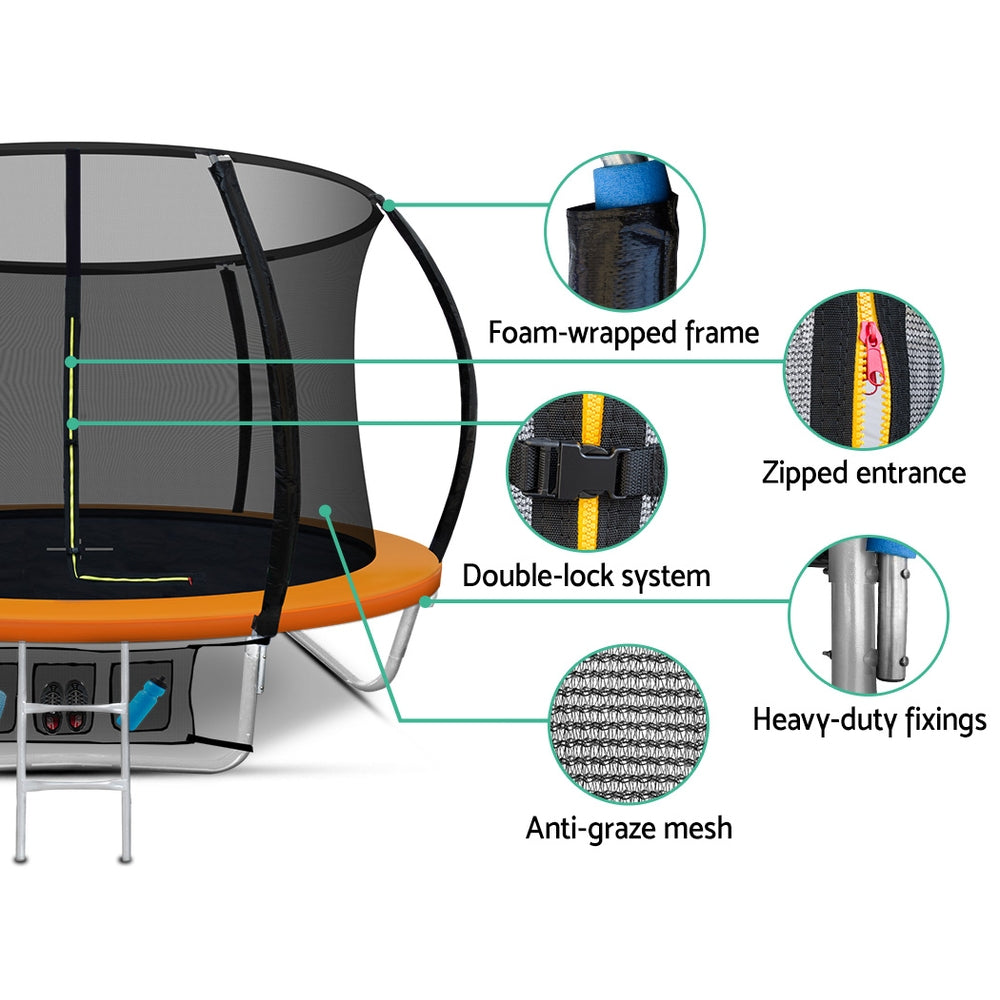 Everfit Trampoline 8FT Kids Trampolines Cover Safety Net Pad Gift Orange-Sports &amp; Fitness &gt; Trampolines-PEROZ Accessories