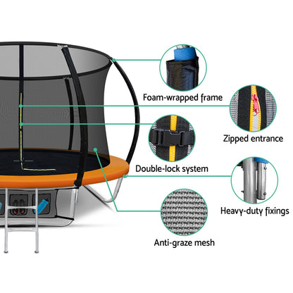 Everfit Trampoline 8FT Kids Trampolines Cover Safety Net Pad Gift Orange-Sports &amp; Fitness &gt; Trampolines-PEROZ Accessories