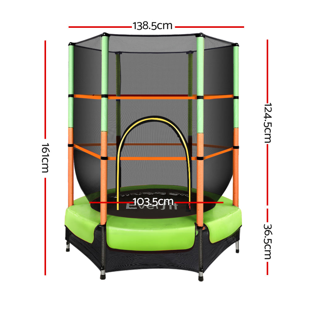 Everfit Trampoline 4.5FT Kids Trampolines Cover Safety Net Pad Ladder Gift Green-Sports &amp; Fitness &gt; Trampolines-PEROZ Accessories