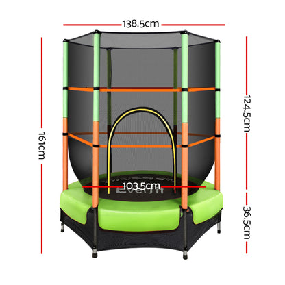 Everfit Trampoline 4.5FT Kids Trampolines Cover Safety Net Pad Ladder Gift Green-Sports &amp; Fitness &gt; Trampolines-PEROZ Accessories