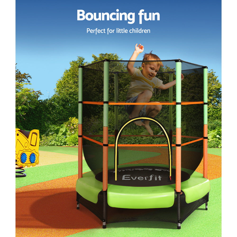 Everfit Trampoline 4.5FT Kids Trampolines Cover Safety Net Pad Ladder Gift Green-Sports &amp; Fitness &gt; Trampolines-PEROZ Accessories
