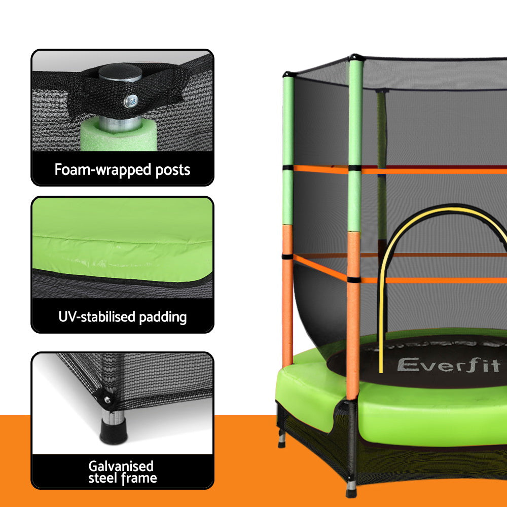 Everfit Trampoline 4.5FT Kids Trampolines Cover Safety Net Pad Ladder Gift Green-Sports &amp; Fitness &gt; Trampolines-PEROZ Accessories