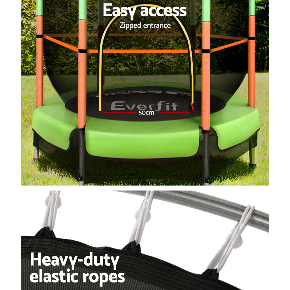 Everfit Trampoline 4.5FT Kids Trampolines Cover Safety Net Pad Ladder Gift Green-Sports &amp; Fitness &gt; Trampolines-PEROZ Accessories
