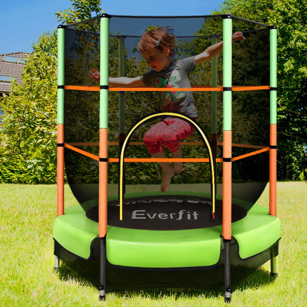 Everfit Trampoline 4.5FT Kids Trampolines Cover Safety Net Pad Ladder Gift Green-Sports &amp; Fitness &gt; Trampolines-PEROZ Accessories