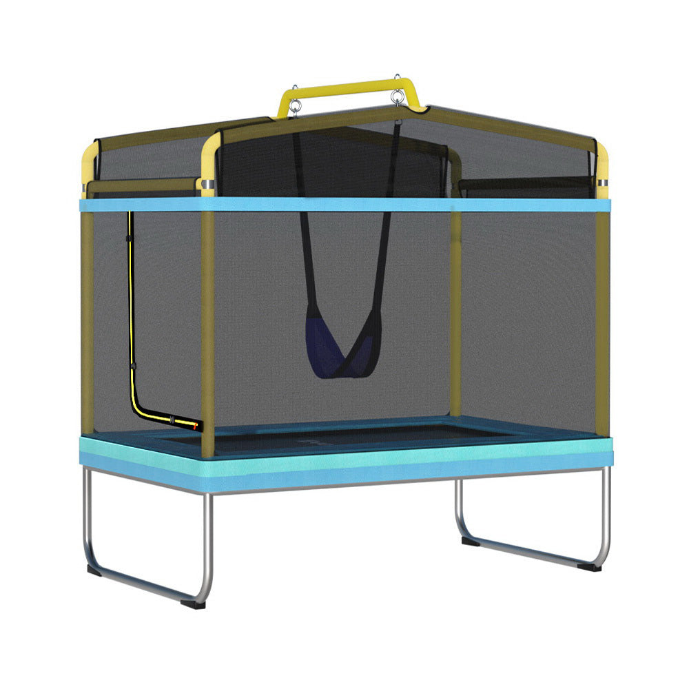 Everfit Trampoline 6FT Kids 2-in-1 Swing Belt Safety Net Gift Rectangle Yellow-Sports &amp; Fitness &gt; Trampolines-PEROZ Accessories