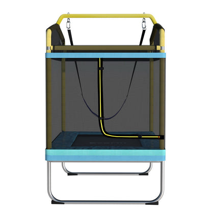Everfit Trampoline 6FT Kids 2-in-1 Swing Belt Safety Net Gift Rectangle Yellow-Sports &amp; Fitness &gt; Trampolines-PEROZ Accessories