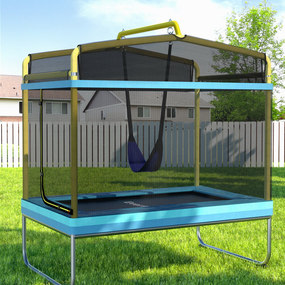 Everfit Trampoline 6FT Kids 2-in-1 Swing Belt Safety Net Gift Rectangle Yellow-Sports &amp; Fitness &gt; Trampolines-PEROZ Accessories
