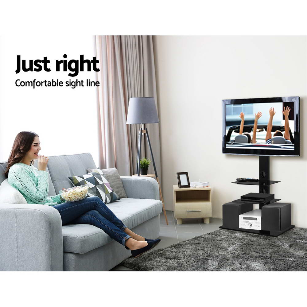 Artiss Floor TV Stand Bracket Mount Swivel Height Adjustable 32 to 70 Inch Black-Audio &amp; Video &gt; TV Accessories - Peroz Australia - Image - 4