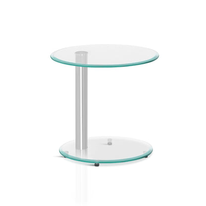 Artiss Side Coffee Table Bedside Furniture Oval Tempered Glass Top 2 Tier-Furniture &gt; Dining - Peroz Australia - Image - 2