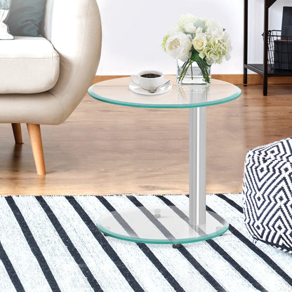 Artiss Side Coffee Table Bedside Furniture Oval Tempered Glass Top 2 Tier-Furniture &gt; Dining - Peroz Australia - Image - 1