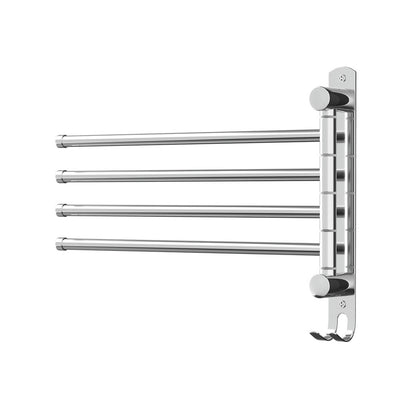 Towel Rail Rack Holder 4 Bars Wall Mounted Stainless Steel Swivel Hook-Home &amp; Garden &gt; Bathroom Accessories-PEROZ Accessories