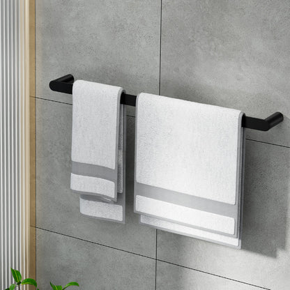 Towel Rail Rack Holder Single 600mm Wall Mounted Stainless Steel Black-Home &amp; Garden &gt; Bathroom Accessories-PEROZ Accessories