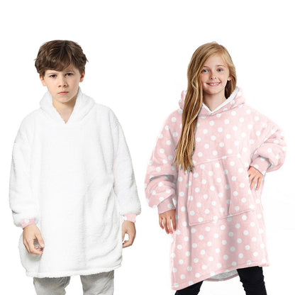 TARRAMARRA Kids Reversible Hoodie Blanket Pink Polka Dot-Hoodie Blankets-PEROZ Accessories