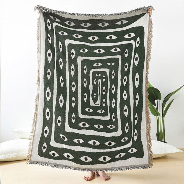 Anyhouz Green Blanket Eye Snake Throw Blanket Home Decor Carpet Wall Hanging Outdoor Camping Picnic Mat Beach Mat-Blankets-PEROZ Accessories