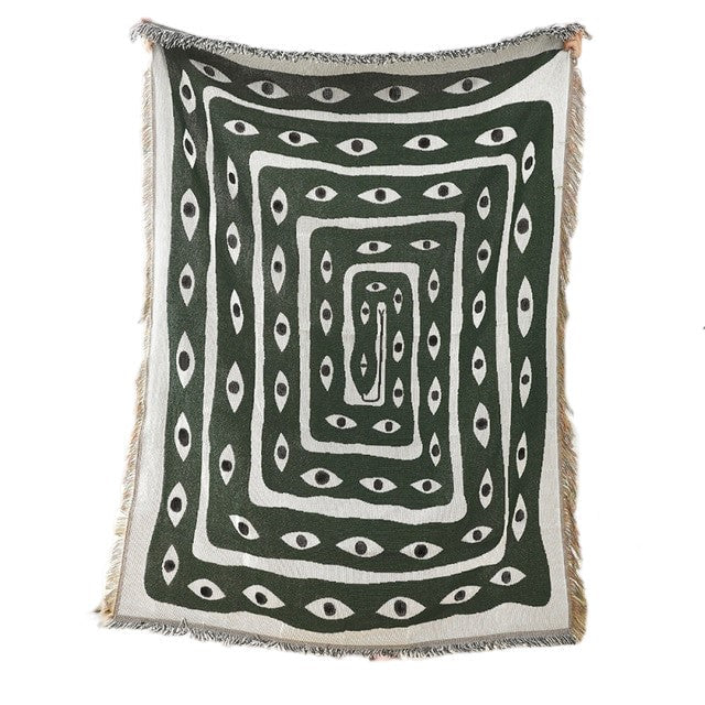 Anyhouz Green Blanket Eye Snake Throw Blanket Home Decor Carpet Wall Hanging Outdoor Camping Picnic Mat Beach Mat-Blankets-PEROZ Accessories