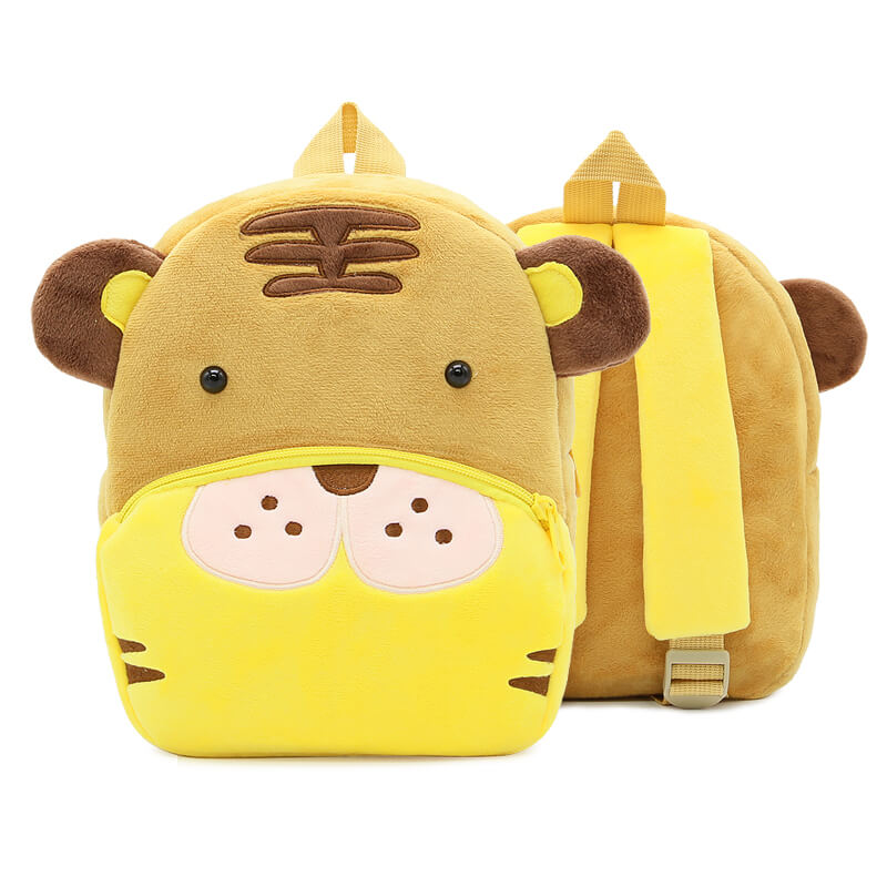 Anykidz 3D Brown Tiger Kids School Backpack Cute Cartoon Animal Style Children Toddler Plush Bag Perfect Accessories For Boys and Girls-Backpacks-PEROZ Accessories