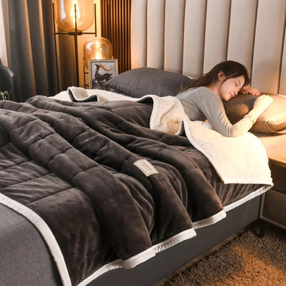 Anyhouz Blanket Dark Brown Fleece Autumn Winter Warm 3 Layers Thicken Flannel Soft Comfortable Warmth Quilts Washable 180x200cm-Blankets-PEROZ Accessories
