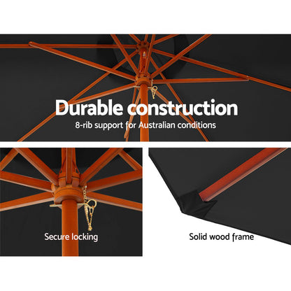 Instahut Outdoor Umbrella 3M Pole Cantilever Stand Garden Umbrellas Patio Black-Furniture &gt; Outdoor-PEROZ Accessories