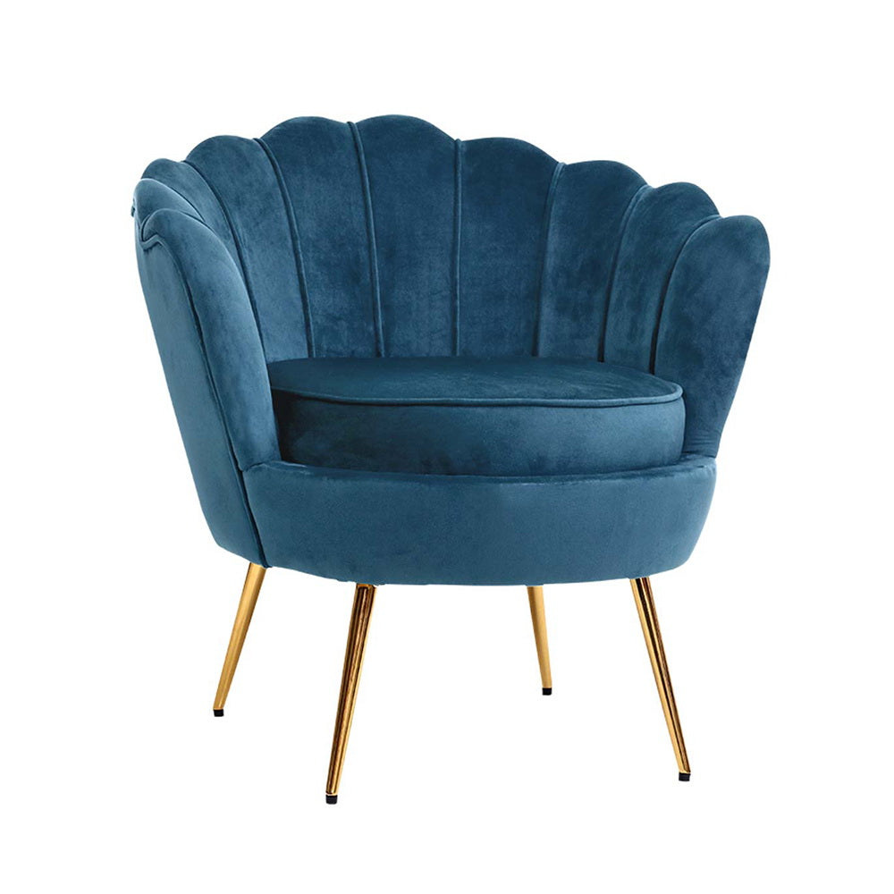 Artiss Armchair Lounge Chair Accent Retro Armchairs Lounge Shell Velvet Navy-Armchairs - Peroz Australia - Image - 2