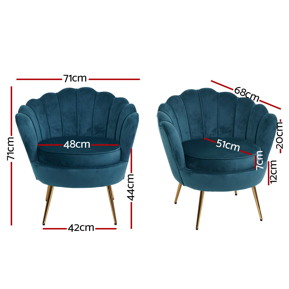 Artiss Armchair Lounge Chair Accent Retro Armchairs Lounge Shell Velvet Navy-Armchairs - Peroz Australia - Image - 3