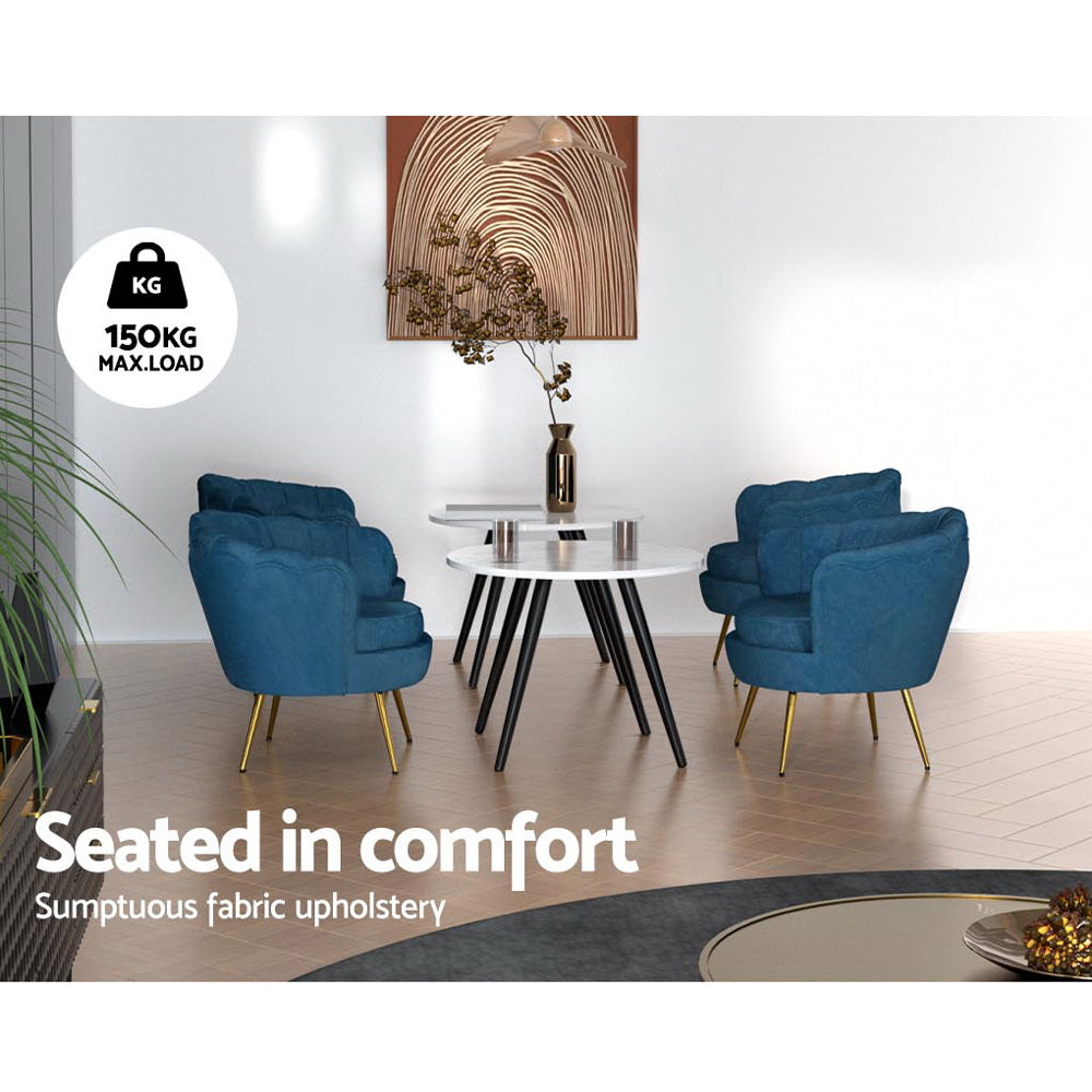Artiss Armchair Lounge Chair Accent Retro Armchairs Lounge Shell Velvet Navy-Armchairs - Peroz Australia - Image - 8