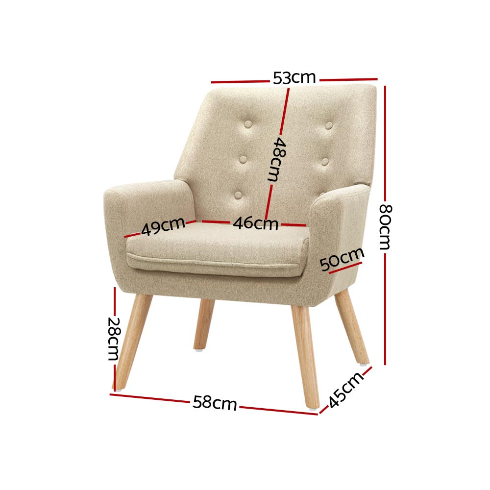 Artiss Fabric Dining Armchair - Beige-Furniture &gt; Living Room - Peroz Australia - Image - 3