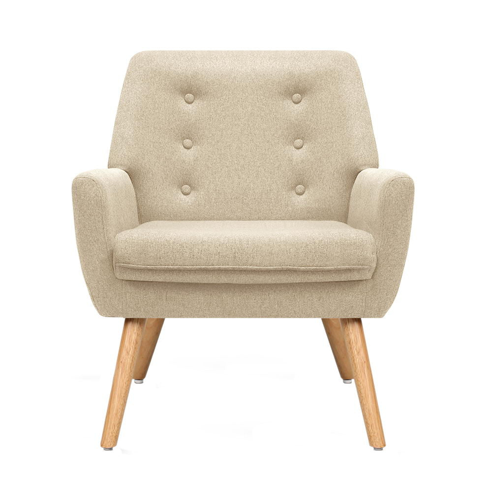 Artiss Fabric Dining Armchair - Beige-Furniture &gt; Living Room - Peroz Australia - Image - 4