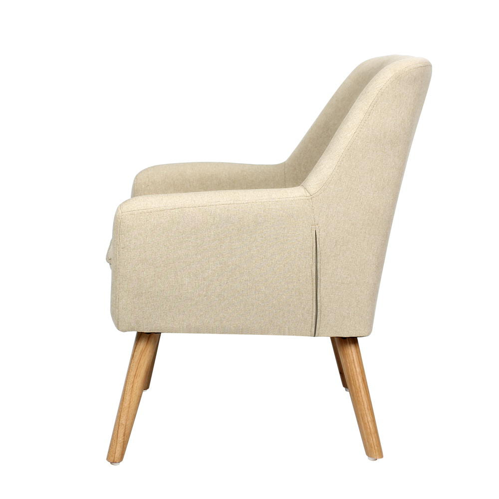 Artiss Fabric Dining Armchair - Beige-Furniture &gt; Living Room - Peroz Australia - Image - 5