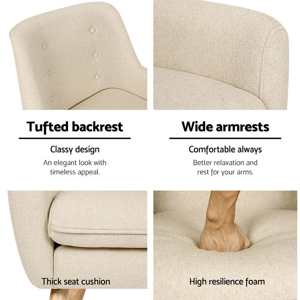 Artiss Fabric Dining Armchair - Beige-Furniture &gt; Living Room - Peroz Australia - Image - 6