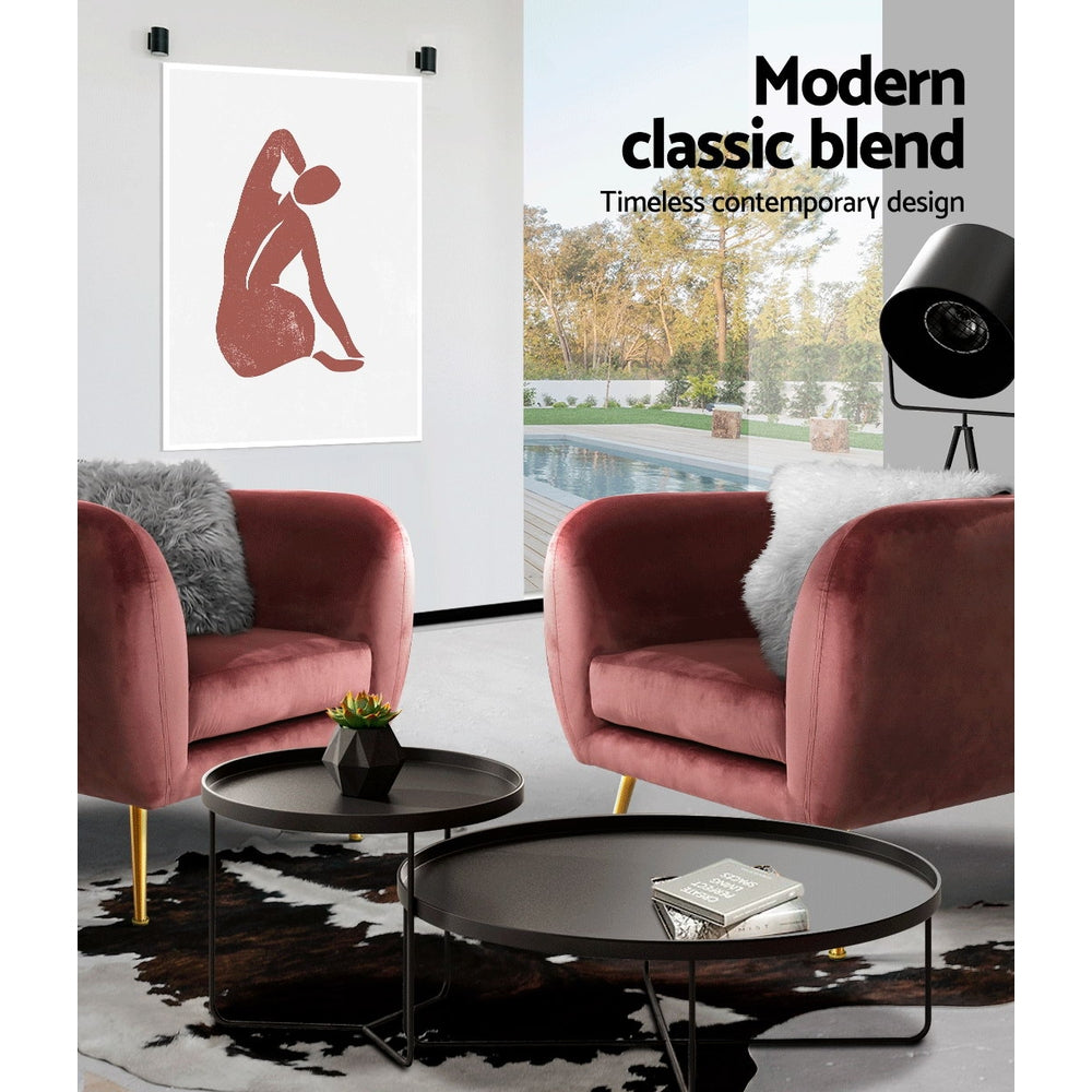 Artiss Armchair Lounge Sofa Arm Chair Accent Chairs Armchairs Couch Velvet Pink-Armchairs - Peroz Australia - Image - 7