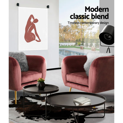 Artiss Armchair Lounge Sofa Arm Chair Accent Chairs Armchairs Couch Velvet Pink-Armchairs - Peroz Australia - Image - 7