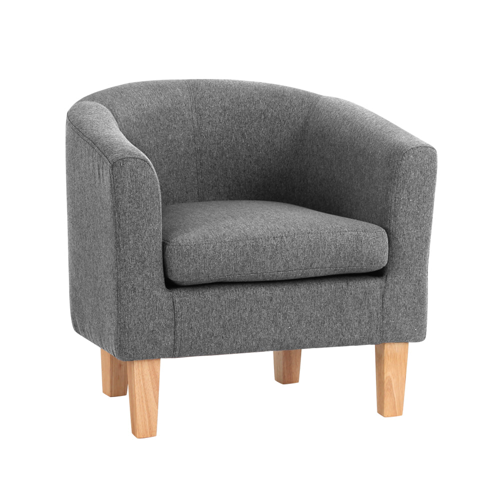 Artiss Abby Fabric Armchair - Grey-Furniture &gt; Bar Stools &amp; Chairs - Peroz Australia - Image - 2