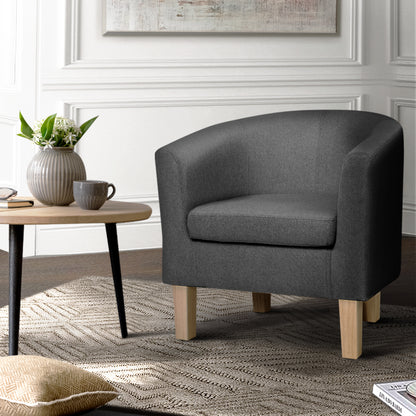 Artiss Abby Fabric Armchair - Grey-Furniture &gt; Bar Stools &amp; Chairs - Peroz Australia - Image - 1