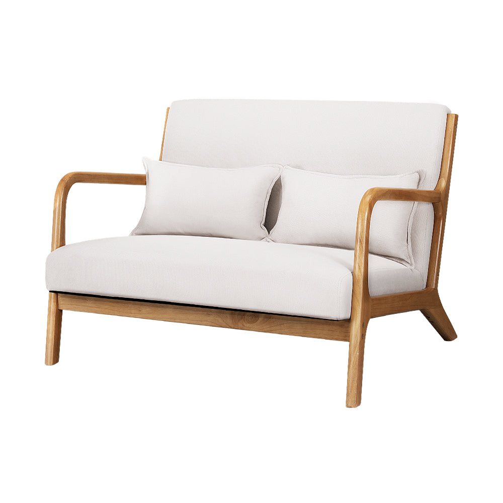 Artiss Armchair Lounge Chair Accent Armchairs Couch Sofa Loveseat Beige Wood-Furniture &gt; Bar Stools &amp; Chairs-PEROZ Accessories