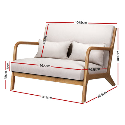 Artiss Armchair Lounge Chair Accent Armchairs Couch Sofa Loveseat Beige Wood-Furniture &gt; Bar Stools &amp; Chairs-PEROZ Accessories