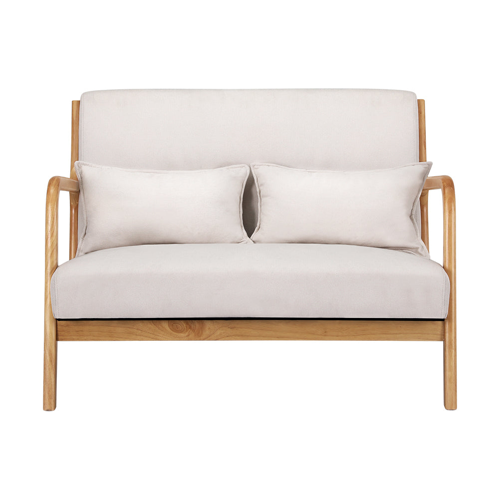 Artiss Armchair Lounge Chair Accent Armchairs Couch Sofa Loveseat Beige Wood-Furniture &gt; Bar Stools &amp; Chairs-PEROZ Accessories